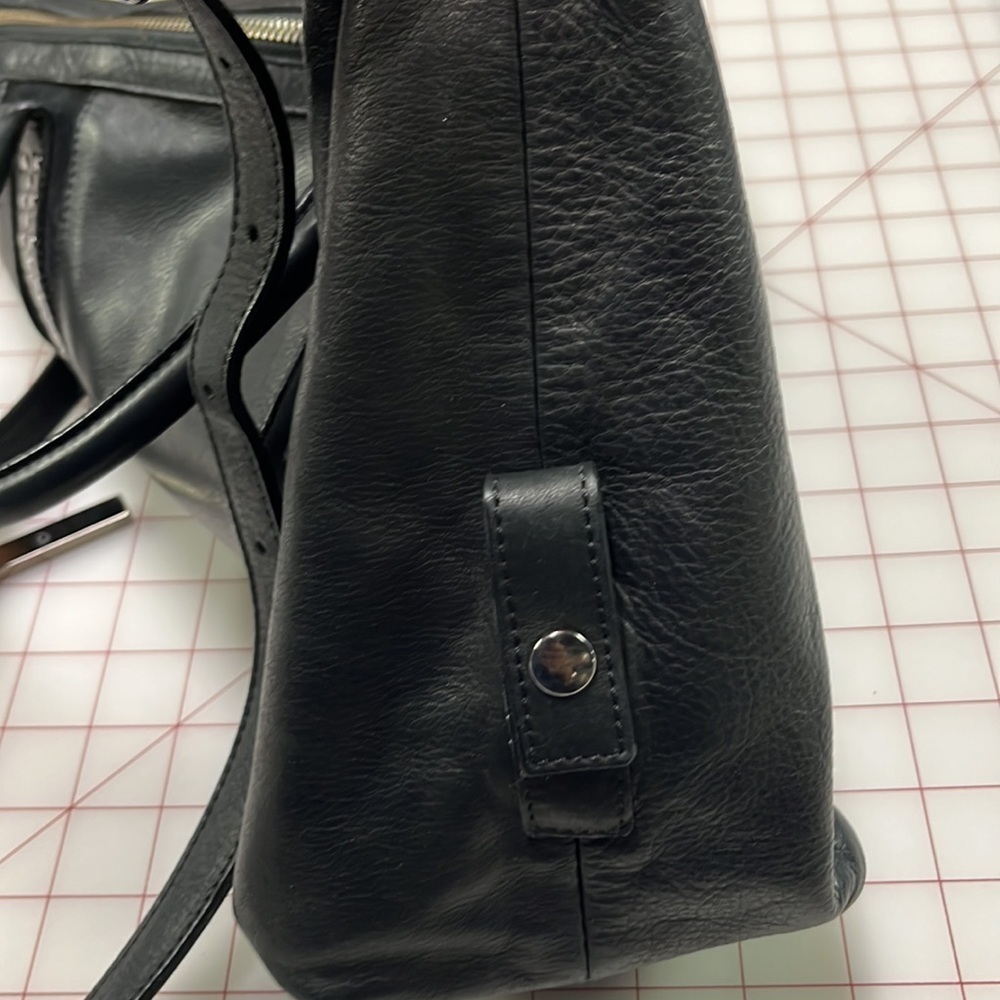 INNUE Career/Travel Black Leather/Suede Stud Accent Top Handle Long Strap Purse - Picture 12 of 16